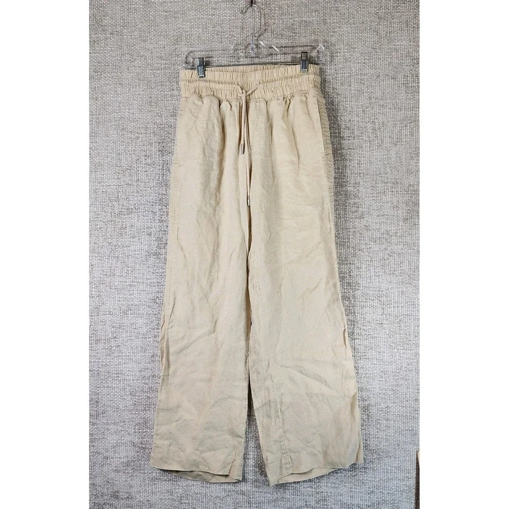 Quince 100% Linen Wide Leg Pants Womens XS Natural Beige Pullon Quiet Luxury